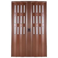 Sarpaş Ceviz Camlı Çift Açılım Katlanır Pvc 132x235 cm Akordiyon Kapı