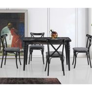 Says Metal Polo 75 x 120 cm Siyah-Mermer Masa Takımı