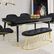 Says Metal Salon 90 x 155 cm Siyah Mermer-Gold Masası
