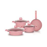 Schafer Tasty Granit Pembe 7 Parça Yanmaz Yapışmaz Tencere Seti