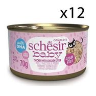 Schesir 12x70 gr Baby Cat Tavuklu ve Ciğerli Yavru Kedi Konservesi