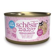 Schesir 70 gr Baby Tavuk İle Tavuk Karaciğeri Et Suyunda Konserve