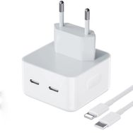 Schitec Apple Uyumlu 35W Beyaz Yeni Nesil Çift Type C Port Compact Çıkışlı Kablolu Ev Tipi Şarj Aleti
