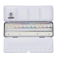 Schmincke 74412 Horadam Aquarell 12X Yarım Tablet Ekstra Boşluklu Metal Kutu Sulu Boya Seti
