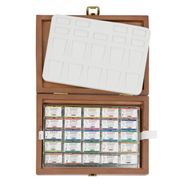 Schmincke 74524 Horadam Aquarell Ahşap Kutu Artist 24 x Tam Tablet Sulu Boya Seti