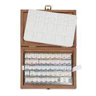 Schmincke 74548 Horadam Aquarell 48 Yarım Tablet Ahşap Kutu Artist Sulu Boya Seti