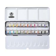 Schmincke 75424 Akademie Aquarell Metal Kutu 24 x Yarım Tablet Sulu Boya Seti