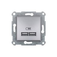 Schneider EPH2700261 Asfora 2li 21 Alüminyum Çerçeveli USB Prizi