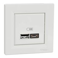 Schneider EPH2700321 Asfora 2li 2.4 Beyaz Çerçeveli USB Prizi