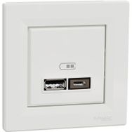 Schneider EPH2700321 Asfora 2li 2.4 Beyaz Çerçeveli USB Prizi