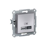 Schneider EPH2700361 Asfora 2li 2.4 Alüminyum Çerçeveli USB Prizi
