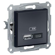 Schneider EPH2700371 2.4A Type A+C Çerçevesiz Asfora Plus Antrasit USB Şarj Prizi