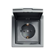 Schneider EPH3100362 Asfora Çelik IP44 Çocuk Korumalı Kapaklı Topraklı Priz