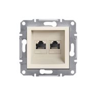 Schneider EPH4870123 Asfora Krem Çerçevesiz 2li RJ45 CAT6 Utp Telefon Data Prizi