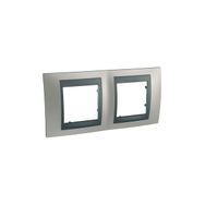 Schneider MGU66.004.239 Unica Top Mat Nikel Grafit 2'li Yatay Anahtar Priz Çerçevesi
