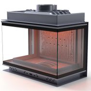 Schömne Diamond Klapeli Üç Tarafı Camlı Siyah 80 cm Döküm Şömine Haznesi