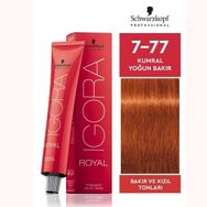 Schwarzkopf Igora 4 Adet Royal 7-77 Kumral Yoğun Bakır Saç Boyası