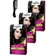 Schwarzkopf Palette Deluxe 1-0 Siyah x3 Saç Boyası+Saç Açıcı Tarak