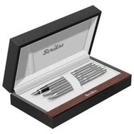 Scrikss 3'lü 722 W Balıksırtı Desen Gold Krom Kalem Seti