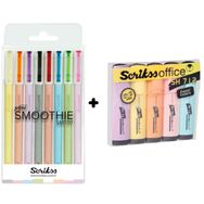 Scrikss 5'li Pastel Renkler Fosforlu Kalem ve Smoothie 8'li Jel Kalem Seti