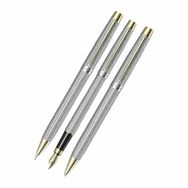Scrikss 722W Balıksırtı Desenli Gold-Krom 3lü Dolma Tükenmez Versatil Kalem Seti