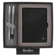Scrikss DR 223 35 Dolmakalem + Tükenmezkalem Krom + Hakiki Deri Pasaportluk Siyah