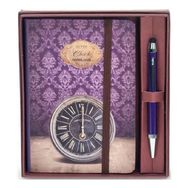 Scrikss Retro Clock A6 Çizgili Defter + Smartpen Mor Tükenmez Kalem
