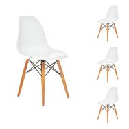 Seduna Eames Natural Beyaz Ahşap Ayaklı Sandalye