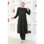 Sefamerve 0580-01 Siyah Kadın Tunik Pantolon İkili Takım