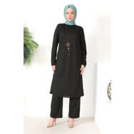 Sefamerve 8585-01 Siyah Kadın Tunik Pantolon İkili Takım