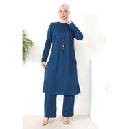 Sefamerve 8585-09 İndigo Kadın Tunik Pantolon İkili Takım