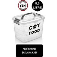 Şeffaf Kedi Maması Saklama Kabı, 8,5 Lt, Yan Kilitli, Üst Tutmalı, 4 kg Alır - Ahşap - Bej - Siyah - Seçenek 1