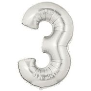 Şekilli 3 Numara Supershape Silver Rakam Folyo Balon
