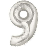 Şekilli 9 Numara Supershape Silver Rakam Folyo Balon
