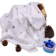 Sema Baby Mavi Yıldız 100x80 cm Çok Amaçlı Müslin Örtü