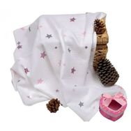 Sema Baby Pembe Yıldız 100x80 cm Çok Amaçlı Müslin Örtü