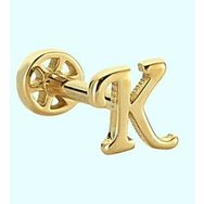 Sembol Gold -K- Harf 14 Ayar Tragus Altın Piercing