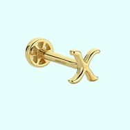 Sembol Gold -X- Harf 14 Ayar Tragus Altın Piercing