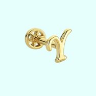 Sembol Gold Y Harf 14 Ayar Tragus Altın Piercing