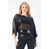 Sense Blz32684 Siyah Payet Garnili Şifon Bluz