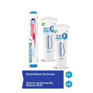 Sensodyne 2x75 ml Onarım ve Koruma Diş Macunu + Diş Eti Bakımı Diş Fırçası