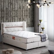 Setay Mobilya 100x200 cm Krem Barselona Baza Başlık ve Real Pedli Ortopedik Yatak Seti