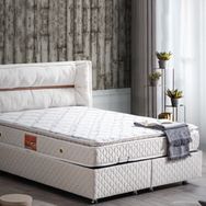 Setay Mobilya 120x200 cm Krem Barselona Baza Başlık ve Real Pedli Ortopedik Yatak Seti
