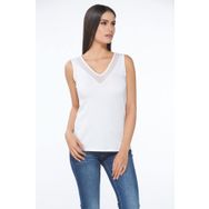 Sevim 10090 Beyaz V Yaka Kadın T-Shirt