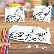 Sevimli Küçük Bebek Boyama Puzzle Tablo