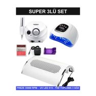 Shena Protez Tırnak Kalıcı Oje Seti (FREZE MAKİNESİ + X15 UV/LED OJE KURUTUCU + TOZ TOPLAMA 3 FANLI)