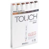 Shinhan Art Touch Twin Brush Ahşap Tonları Çift Taraflı 6'lı Markör Kalem Seti