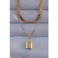 Shoecide 316L Çelik Gold Renk Çift Zincir Kilit Model Kolye