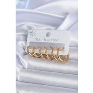 Shoecide 316L Çelik Gold Renk Halka Model Kadın Küpe Seti