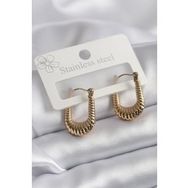 Shoecide 316L Çelik Gold Renk İşleme Detay Halka Kadın Küpe